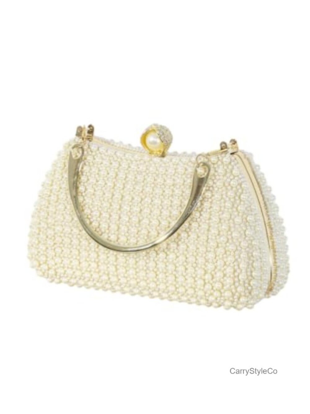 Pearl Encrusted Evening Clutch with Detachable Crossbody Strap